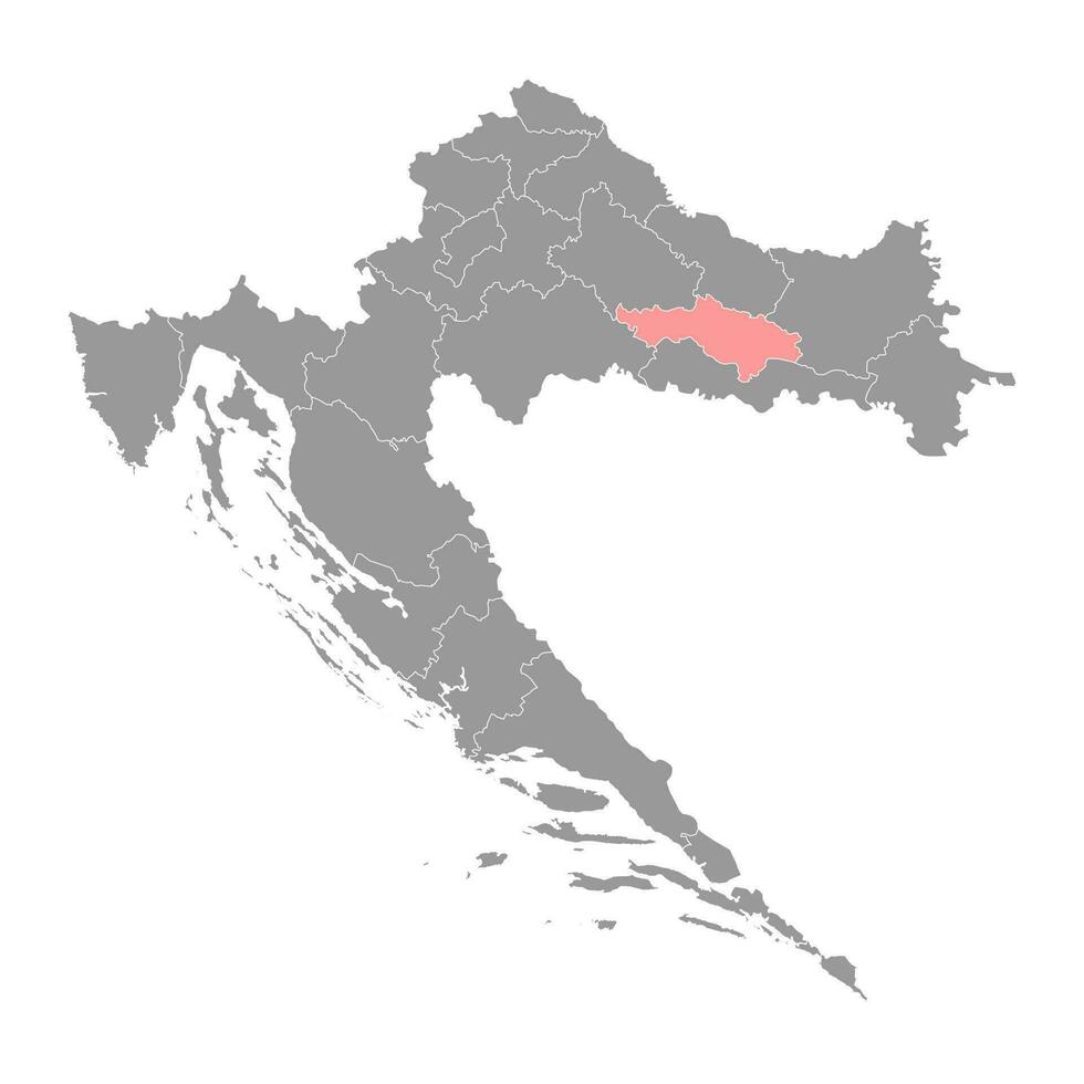 pózega eslavonia mapa, subdivisiones de Croacia. vector ilustración.