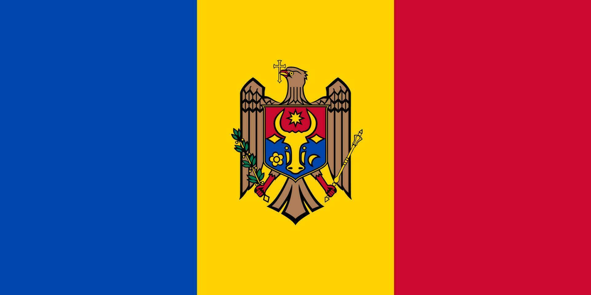 Moldova flag, official colors and proportion. Vector illustration.