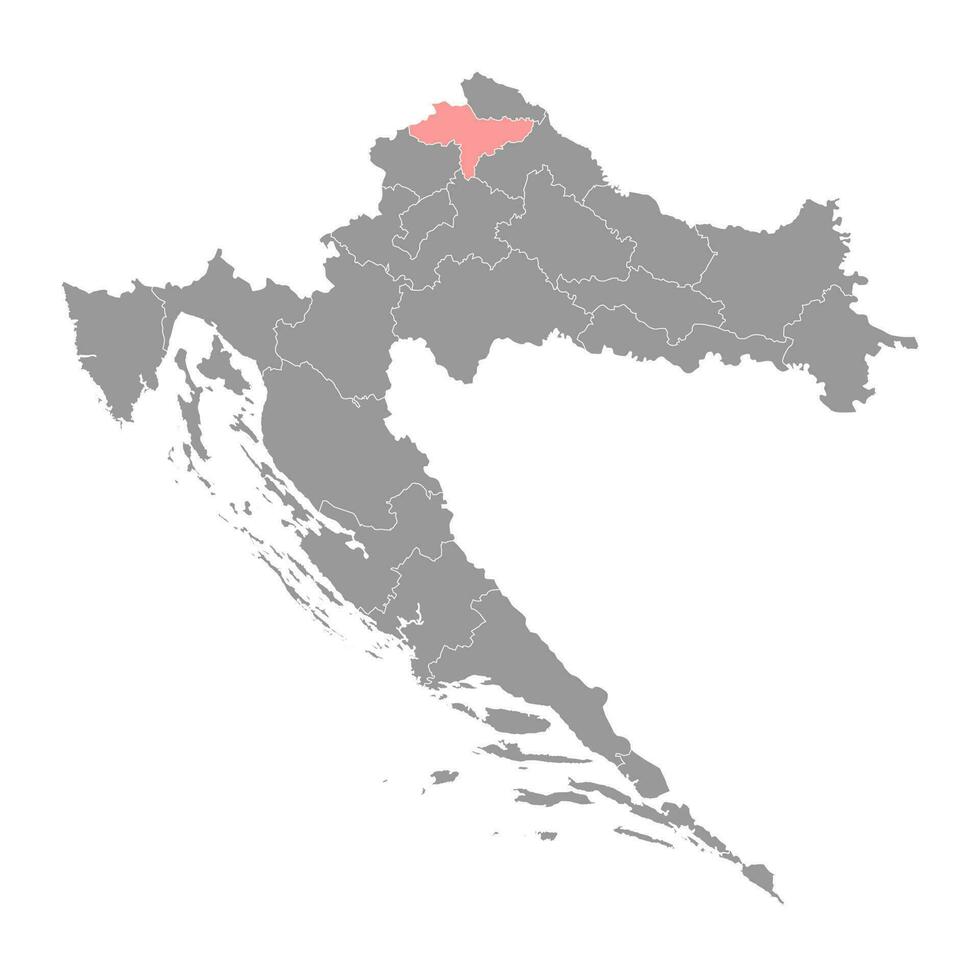 Varazdin map, subdivisions of Croatia. Vector illustration.