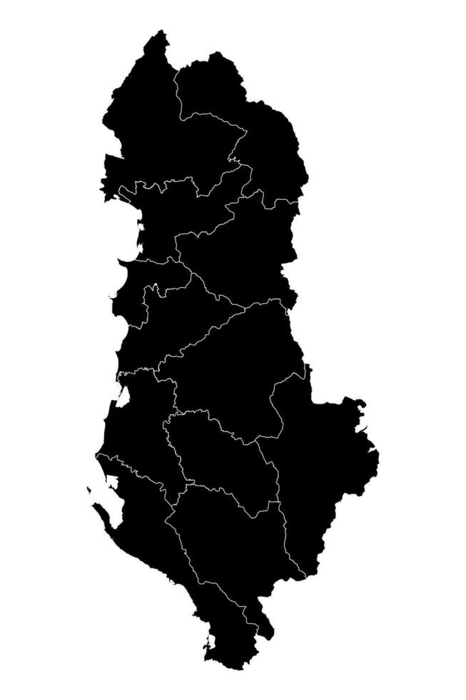 Albania map with administrative subdivisions. Vector illustration.