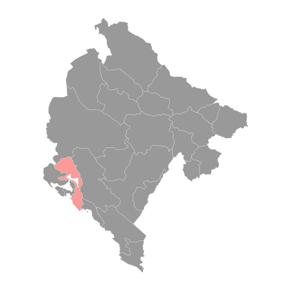 Kotor municipality map, administrative subdivision of Montenegro. Vector illustration.