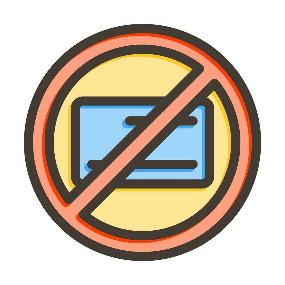 No Credit Card Vector Thick Line Filled Colors Icon Design