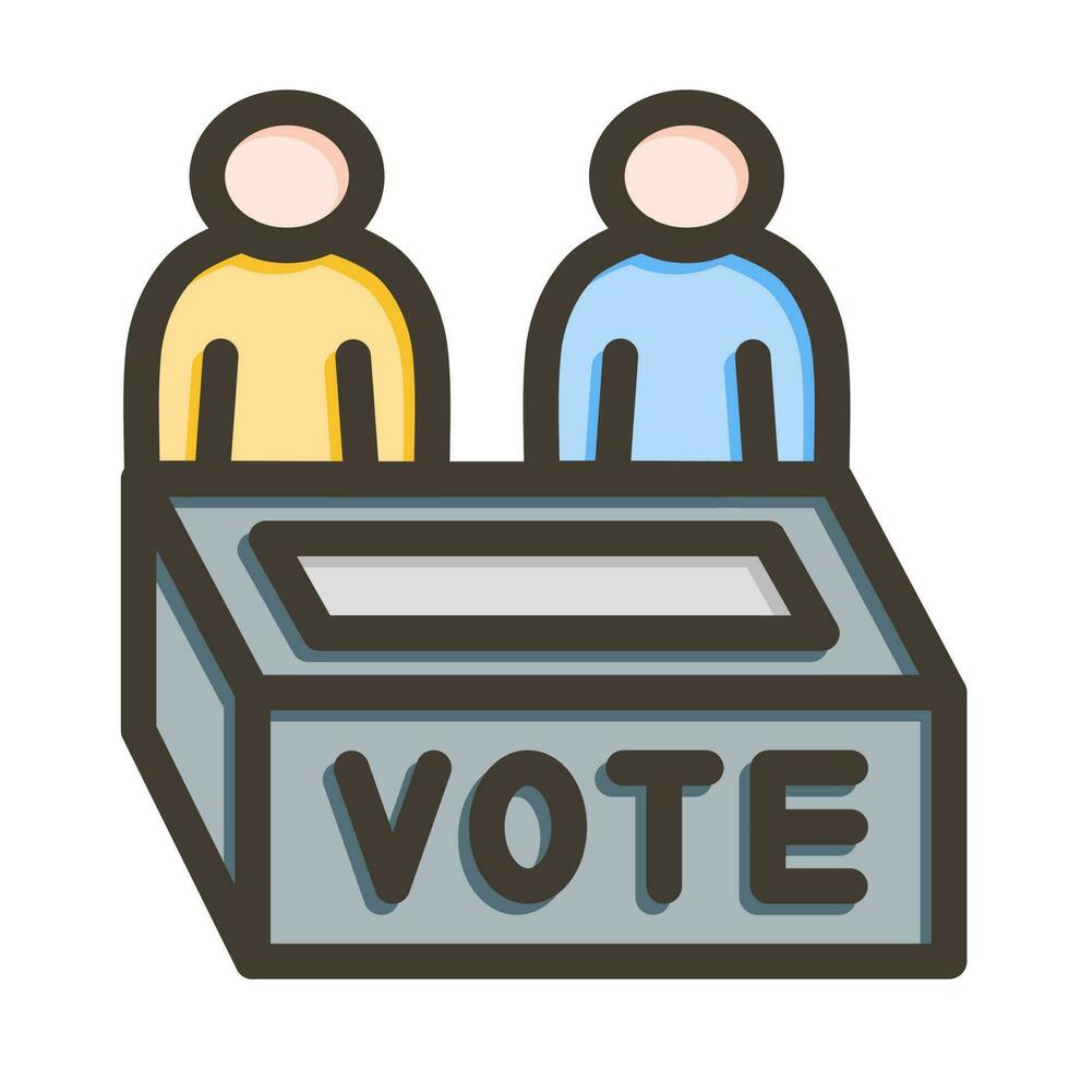 Voters Vector Thick Line Filled Colors Icon Design