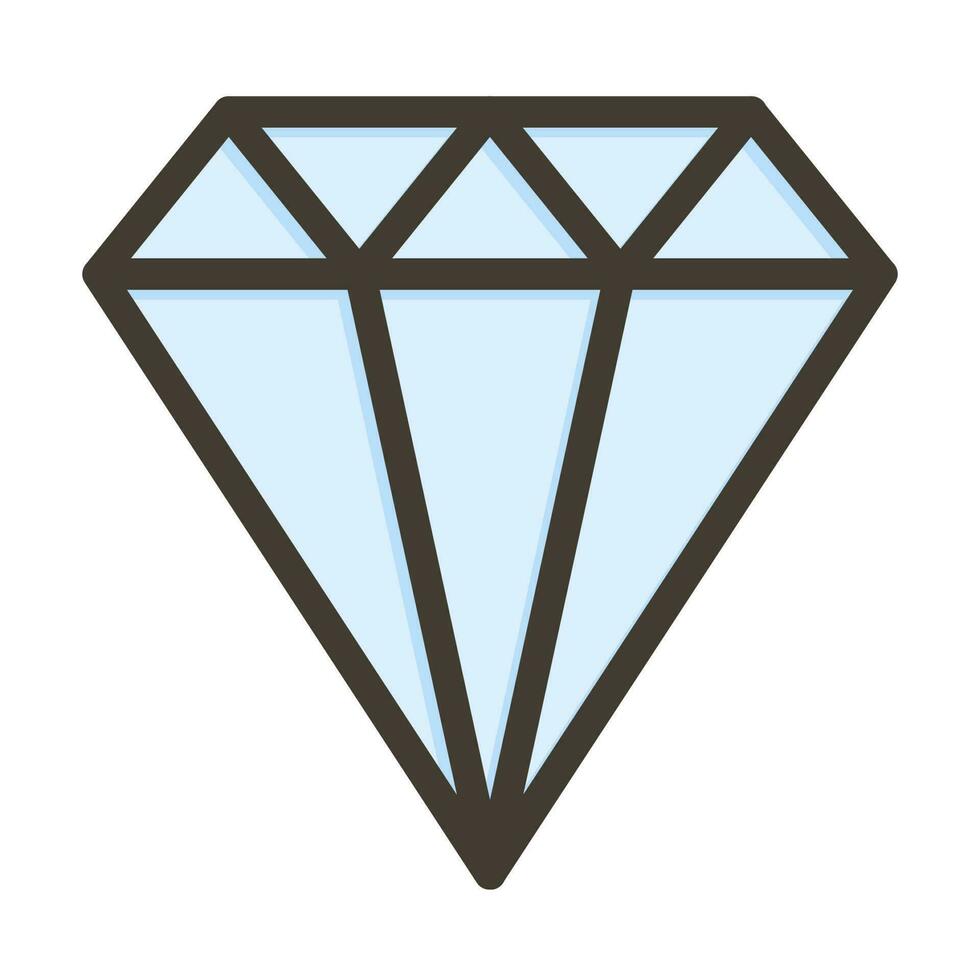 Diamond Vector Thick Line Filled Colors Icon Design