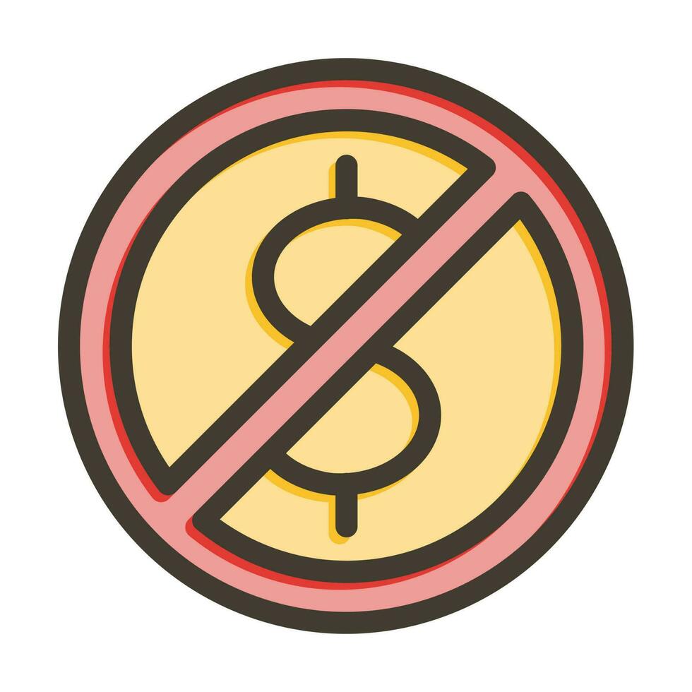 No Money Vector Thick Line Filled Colors Icon Design