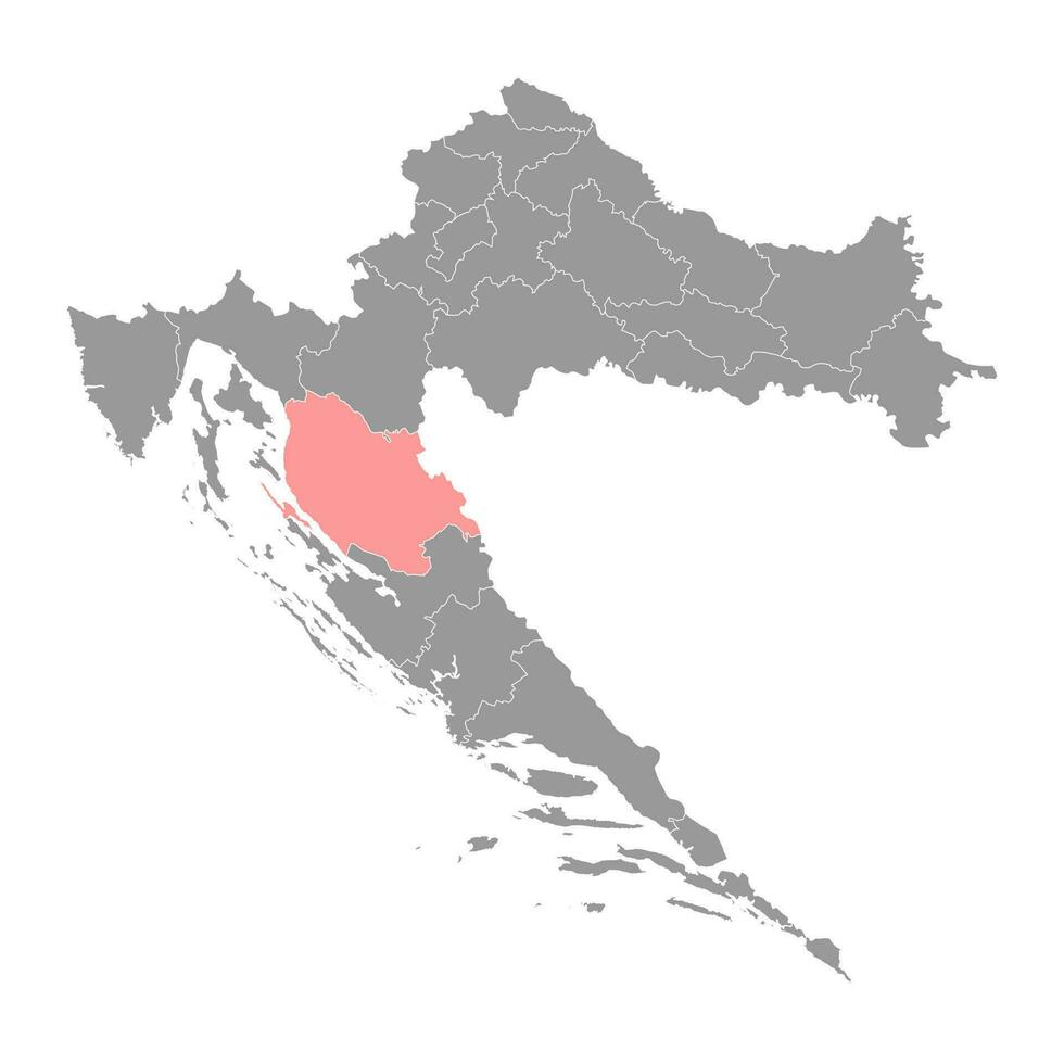 Lika Senj county map, subdivisions of Croatia. Vector illustration.