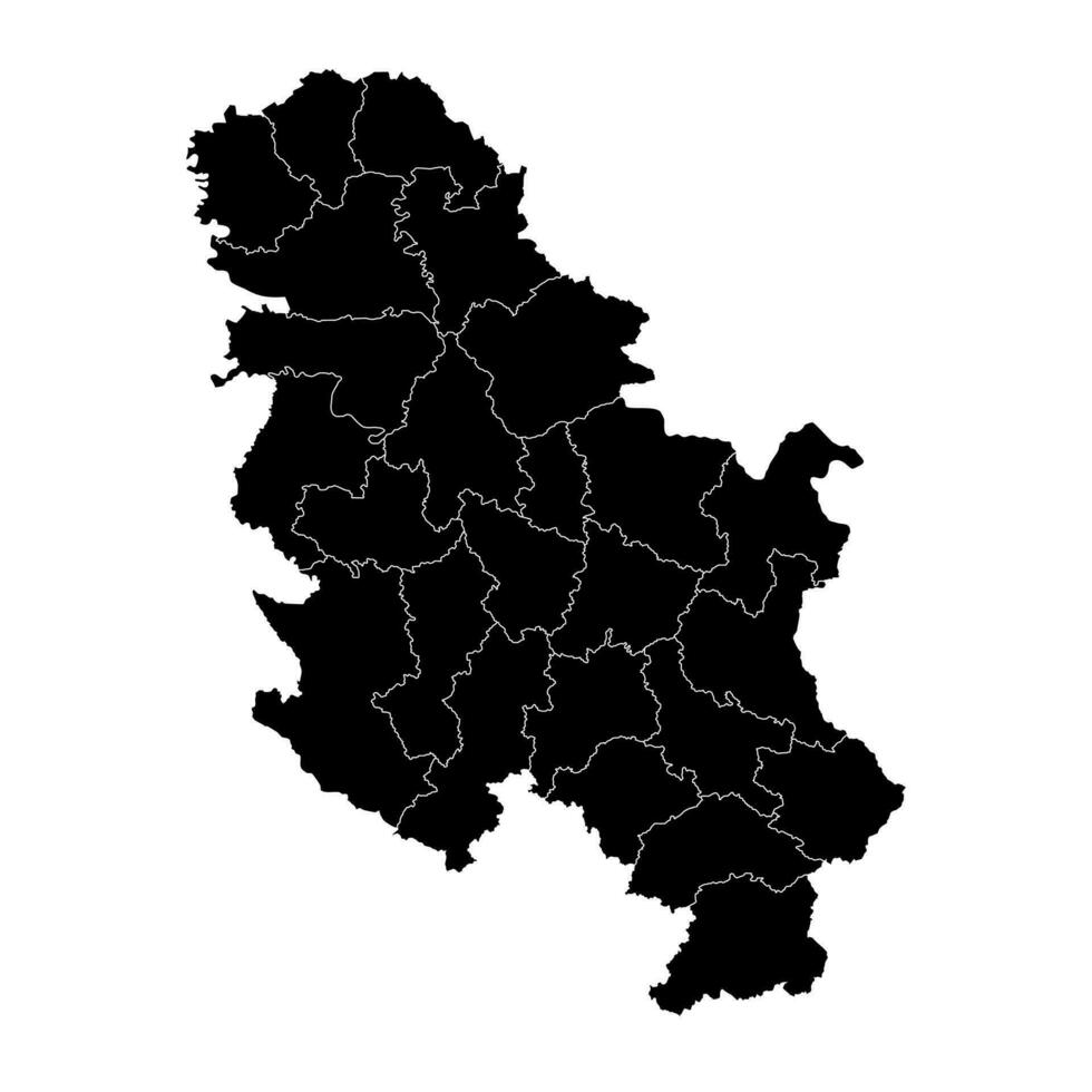 Serbia map with administrative districts without Kosovo. Vector illustration.