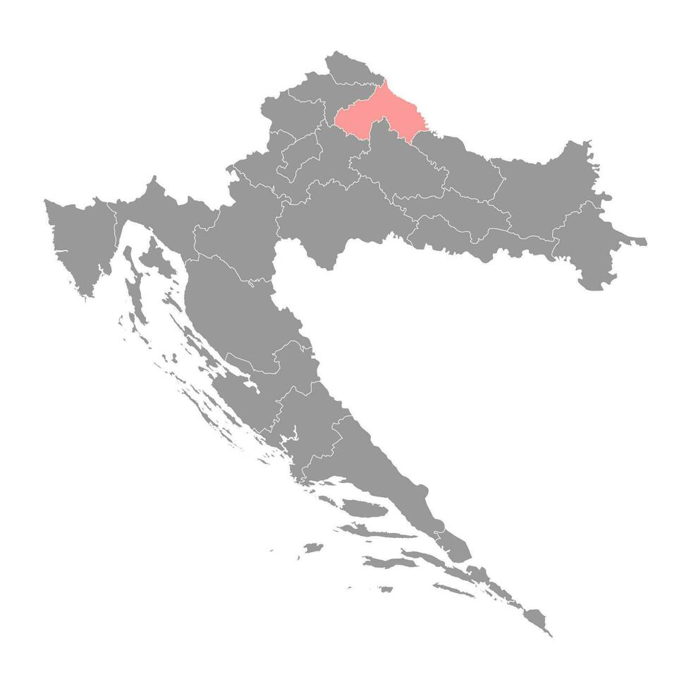 koprivnica krizevci mapa, subdivisiones de Croacia. vector ilustración.