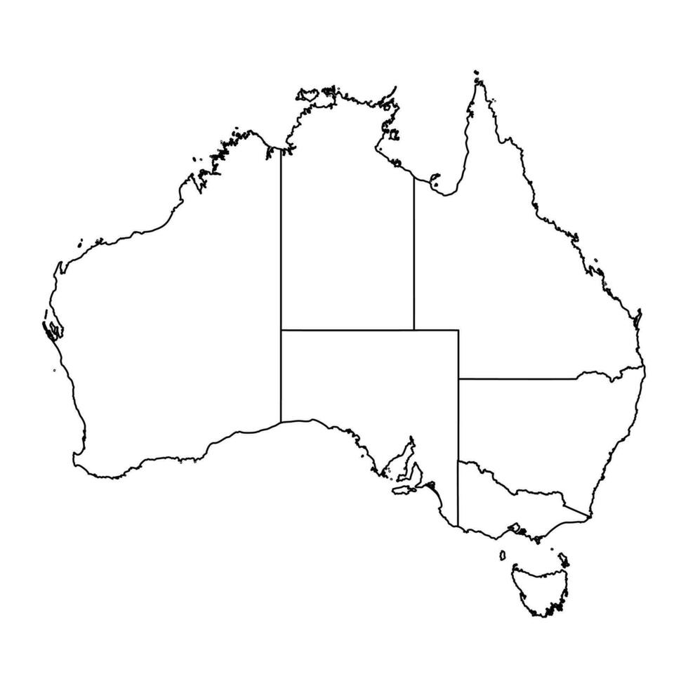 Australia mapa con estados vector ilustración.