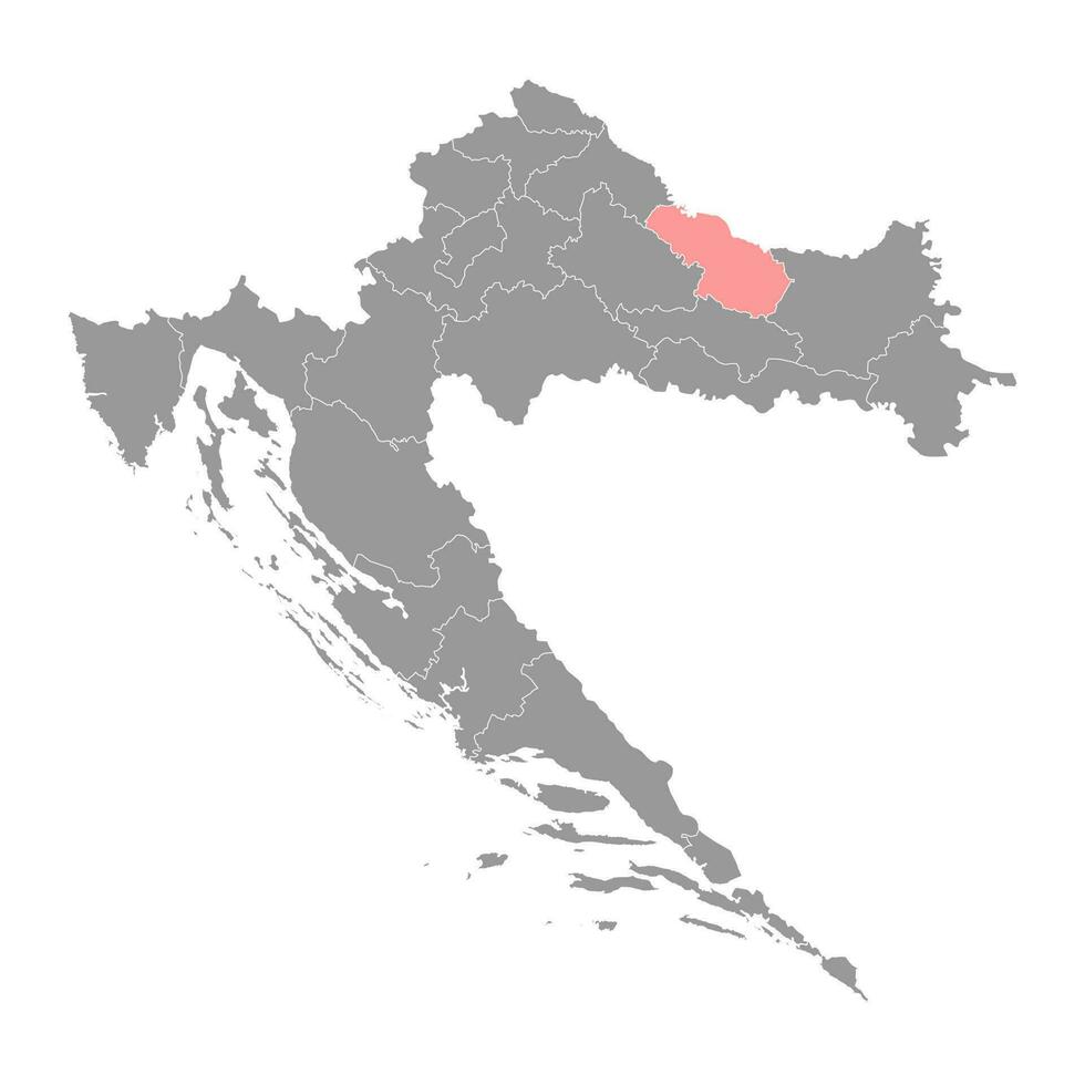 virovítica podra vina mapa, subdivisiones de Croacia. vector ilustración.