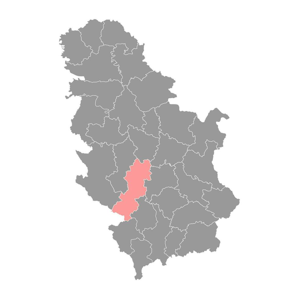 rasca distrito mapa, administrativo distrito de serbia vector ilustración.