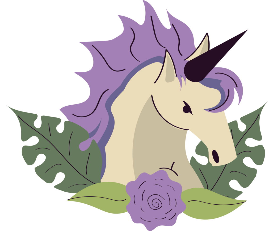 head unicorn with floral decoration png