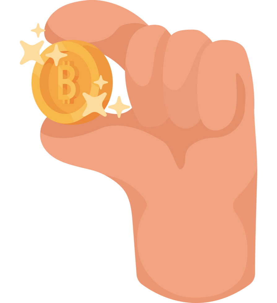 hand with bitcoin png