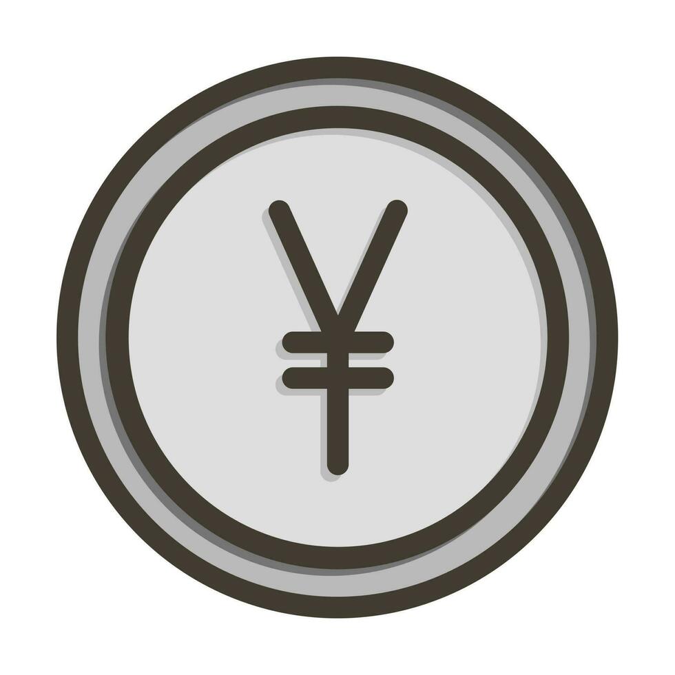 Yen Vector Thick Line Filled Colors Icon Design