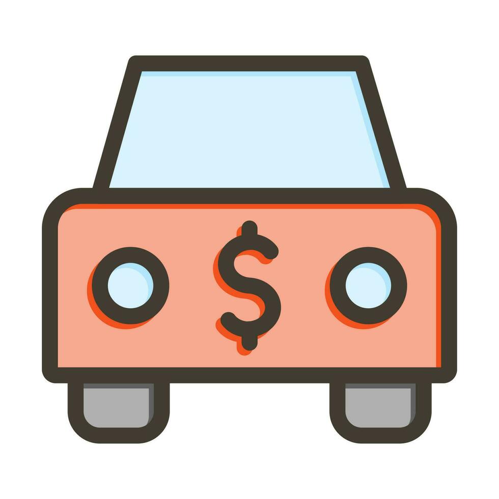 Car Loan Vector Thick Line Filled Colors Icon Design