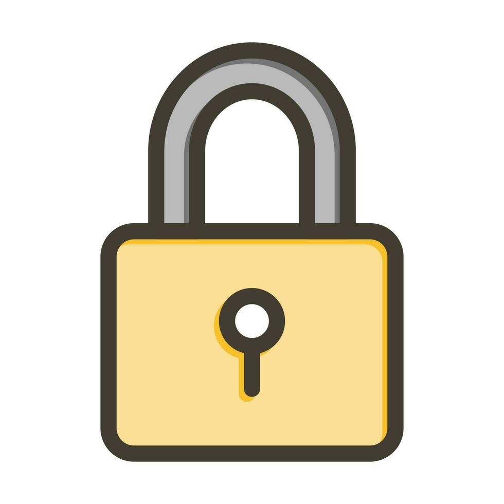 Lock Vector Thick Line Filled Colors Icon Design