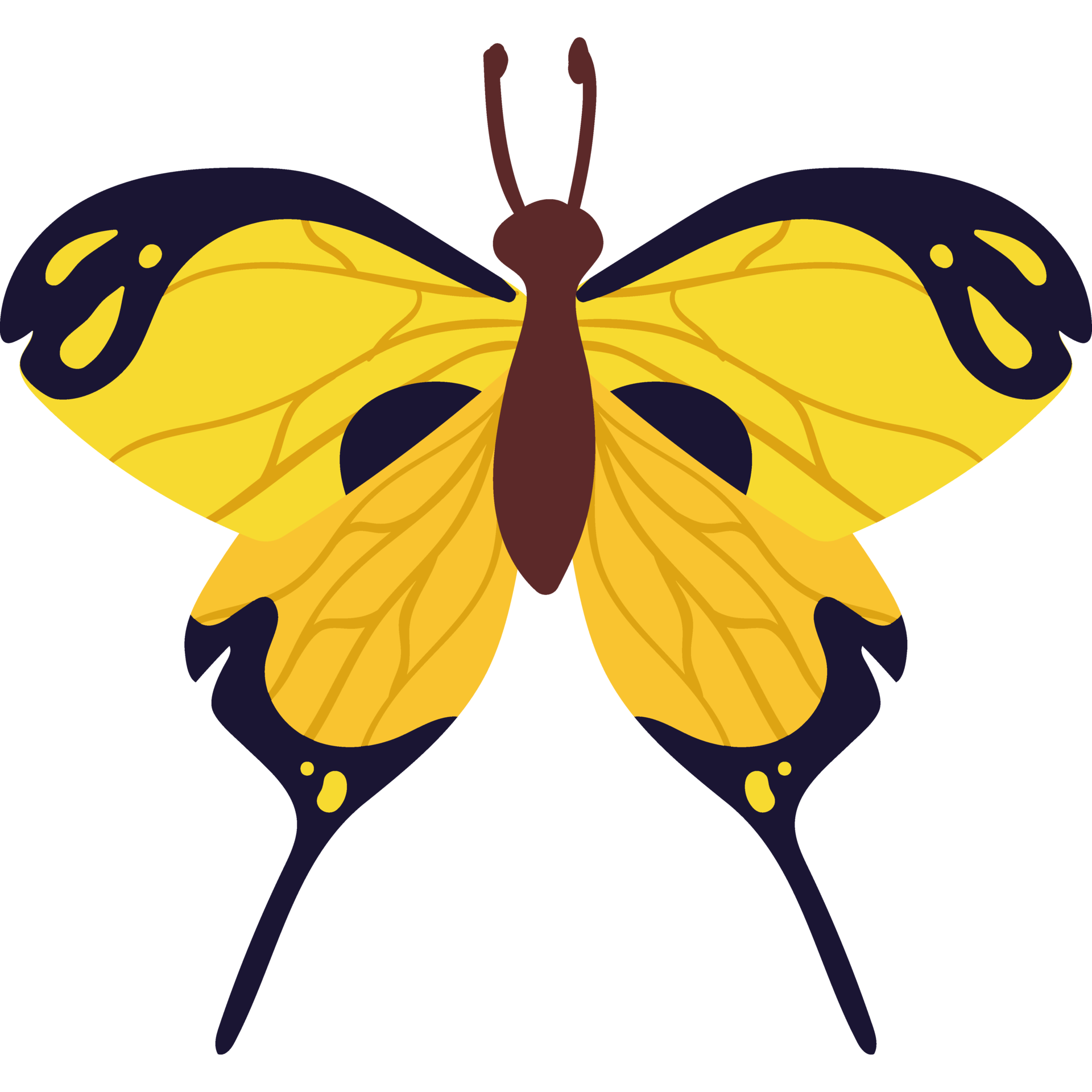 Cute Yellow Butterfly Clipart Png