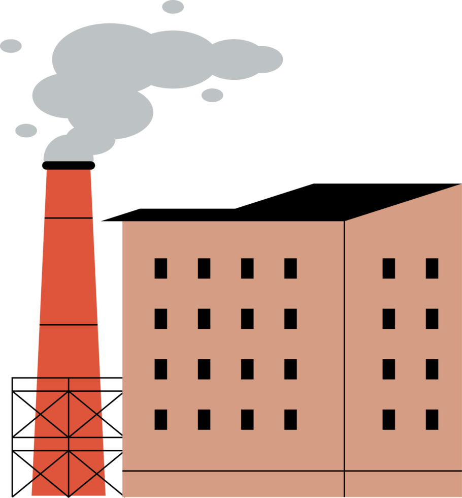 Industriefabrik mit rauchendem Schornstein png