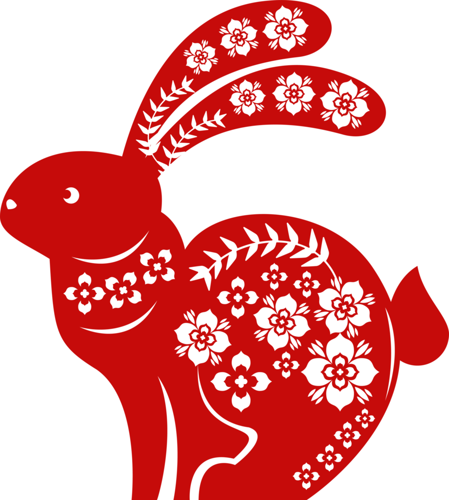 chinese rabbit red silhouette png