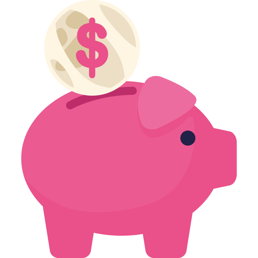 piggy with money glassmorphism png