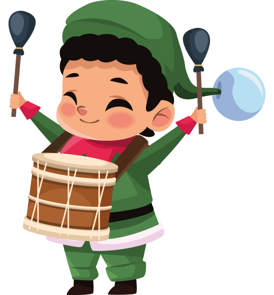 little elf playing drum png
