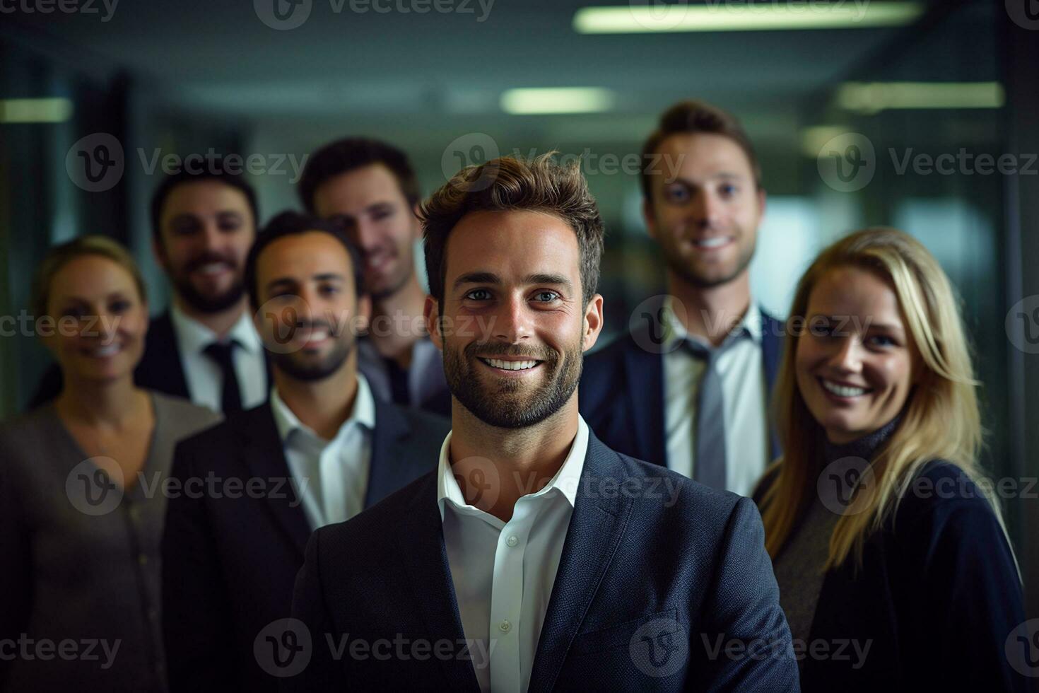 Portrait of Business team with Generator AI photo