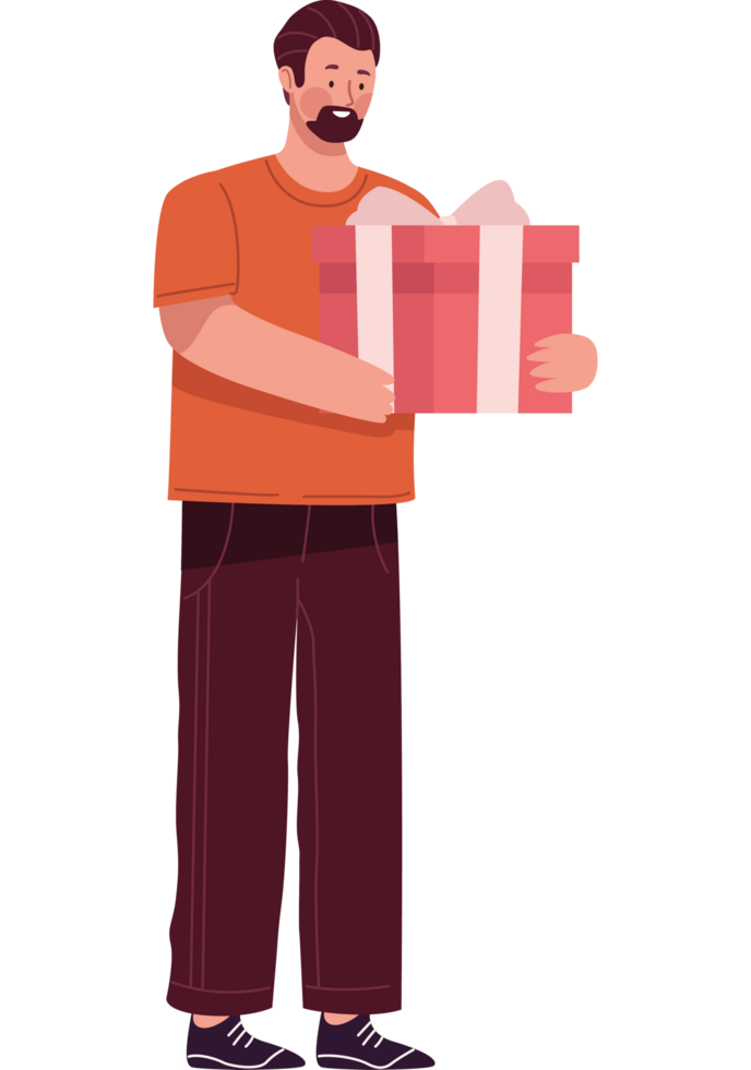 bearded man with gift png