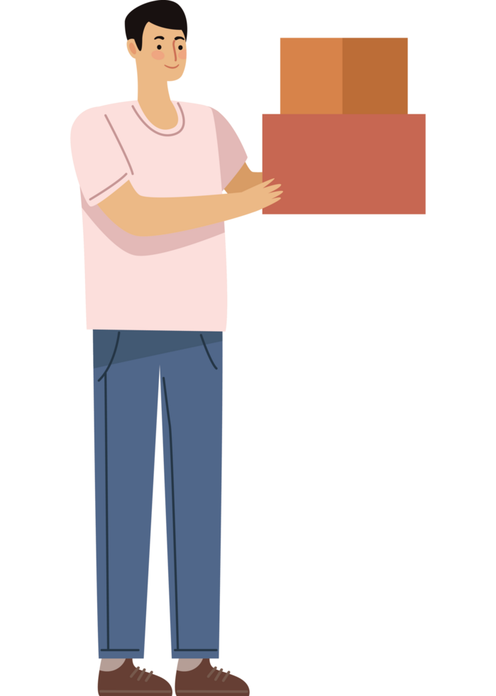 man lifting boxes carton png