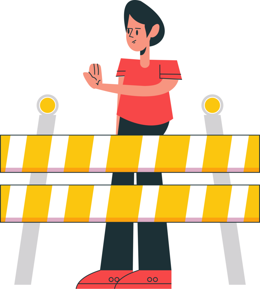 man with barricade caution png