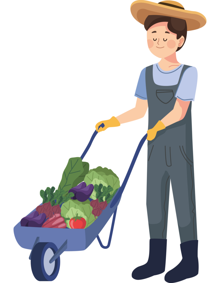 agricultor masculino con carretilla png