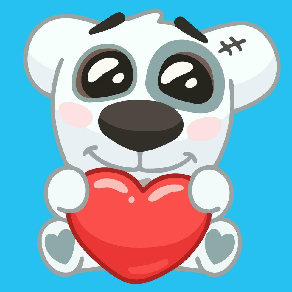 vector image of cute dog hugging heart symbol cartoon icon ...