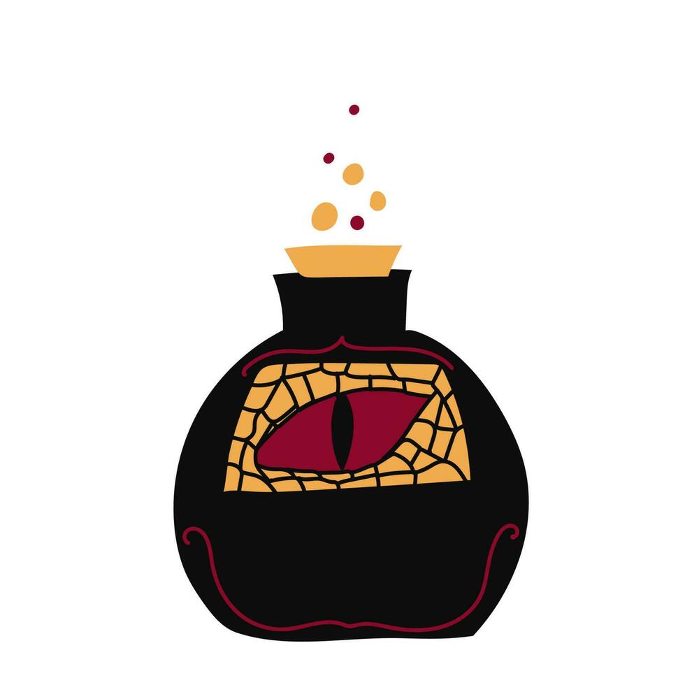 Poison bottle isolated on white background. Decorative element for Halloween. Vector illustration. Flat style.