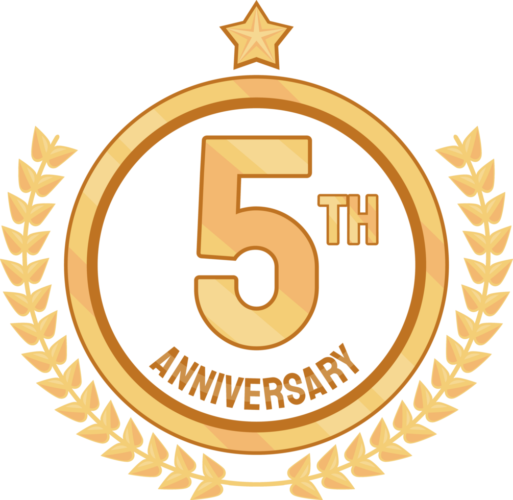 fifth anniversary golden badge png