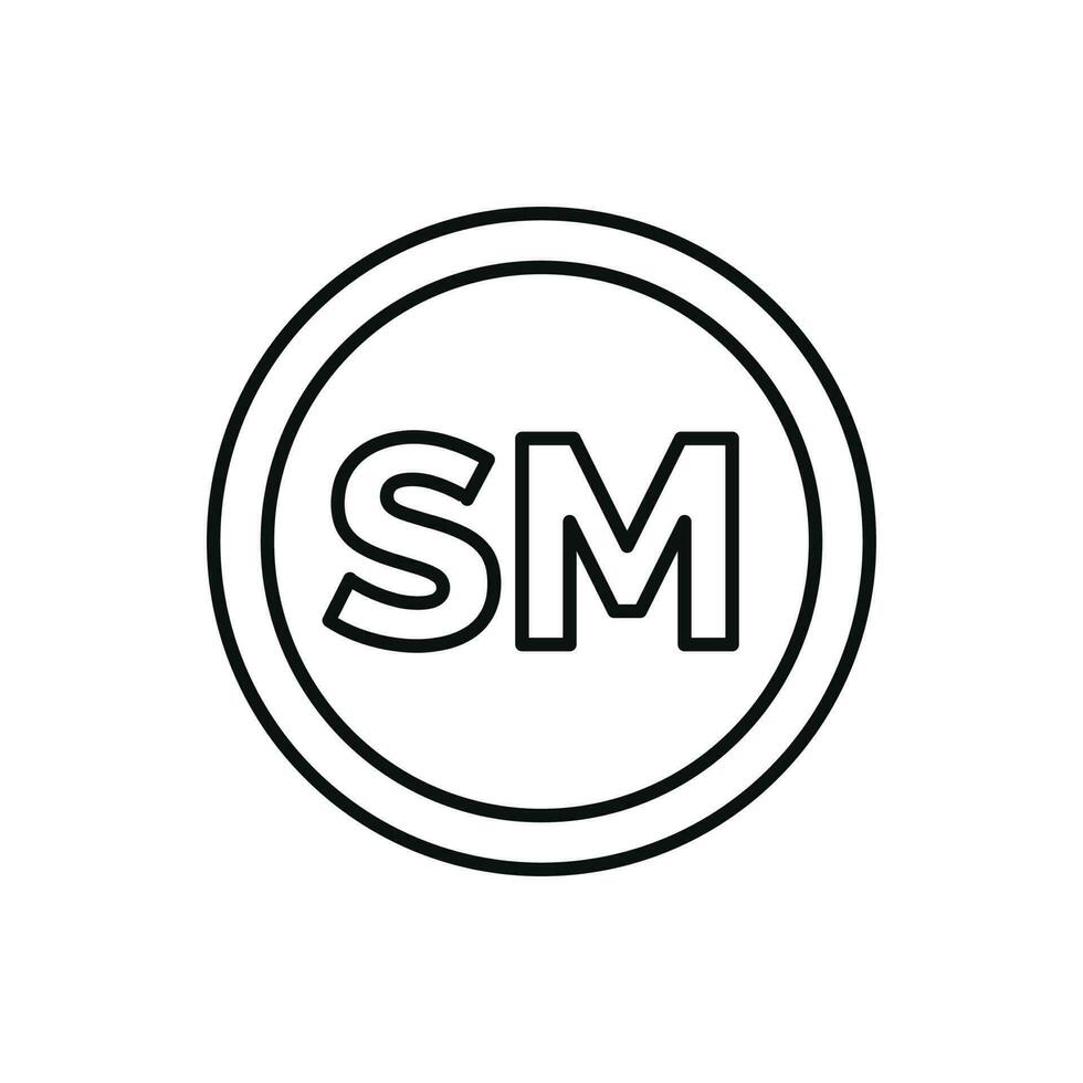 SM mark icon isolated on white background vector