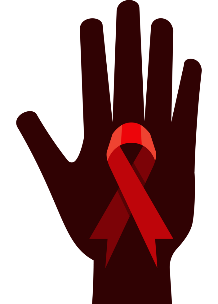 cinta del día del sida en la mano png