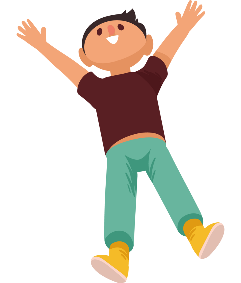man celebrating with hands up png