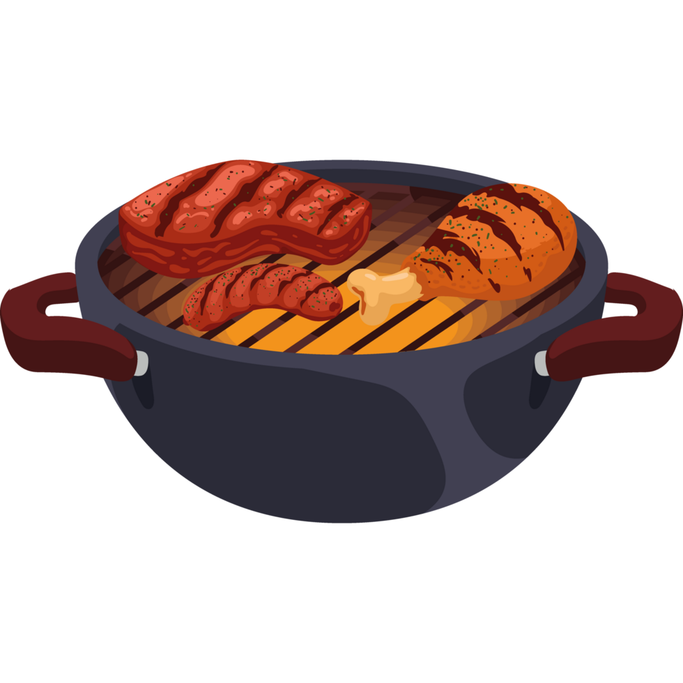 meat in grill oven png