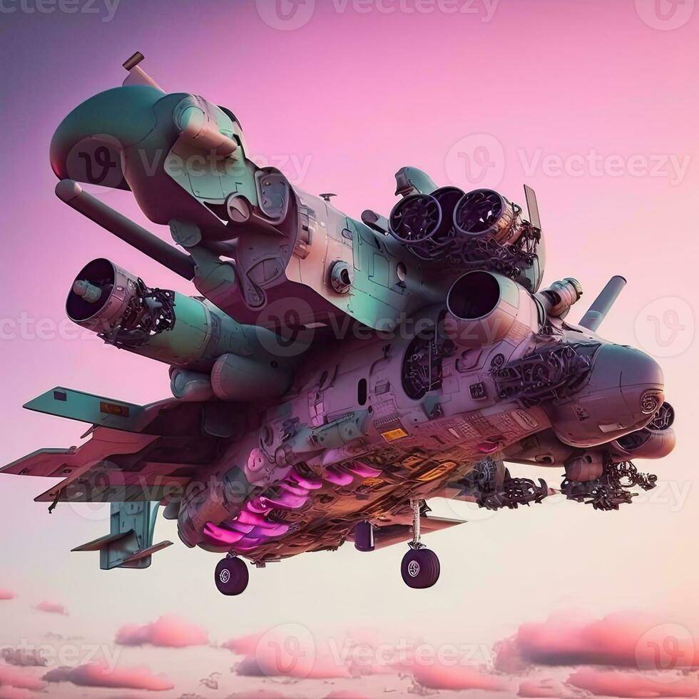 futurista militar aeronave diseño, guerra militar aire artesanía, ciencia ficción volador pulcro diseño. ai. foto