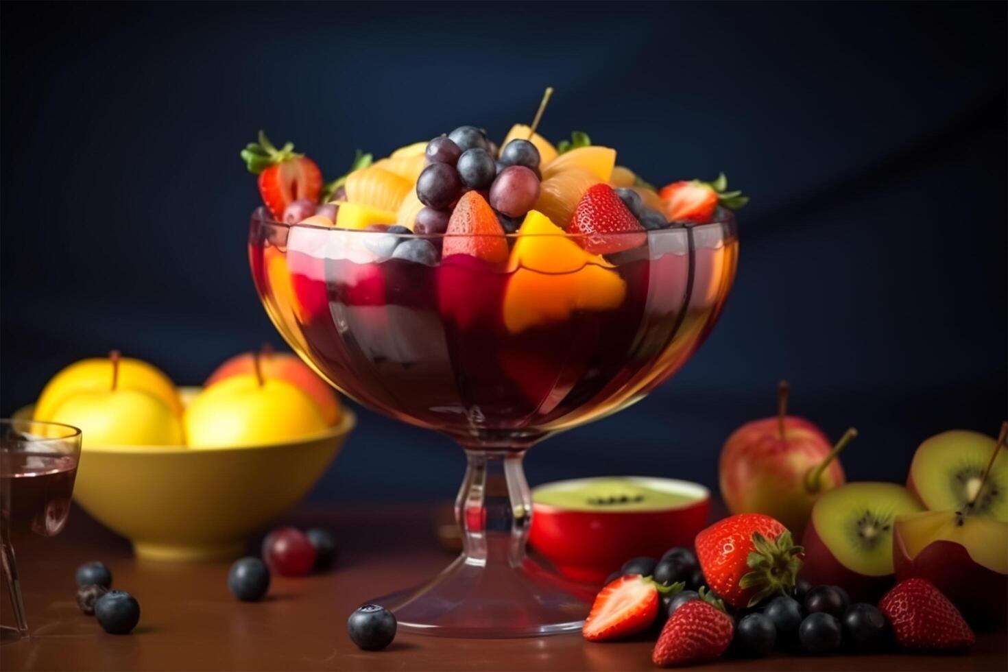 Fresh fruits with fresh fruits mixture in glass. ai geneerative photo