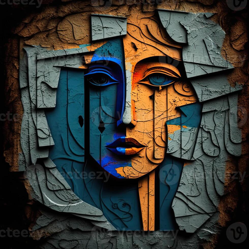 Abstract portrait of woman. Geometry shape. photo