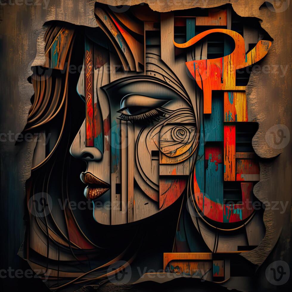 Abstract portrait of woman. Geometry shape. photo