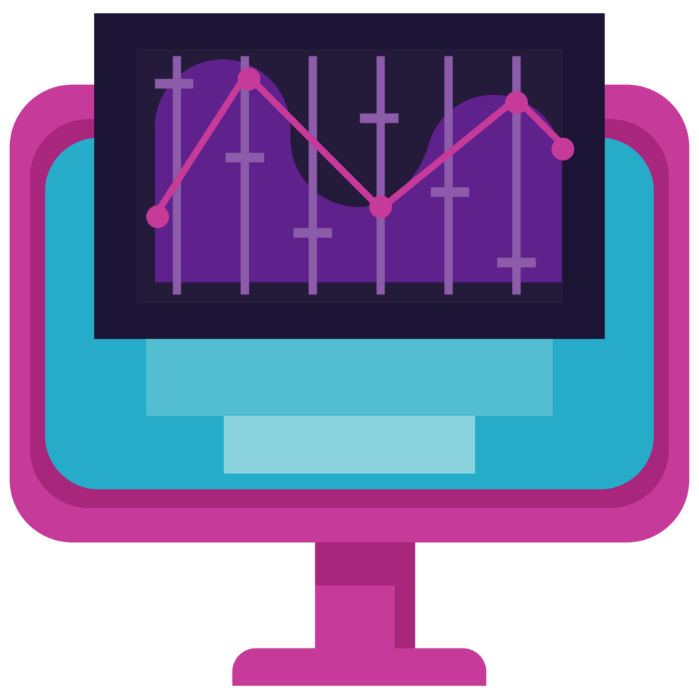 desktop with statistics graphic png