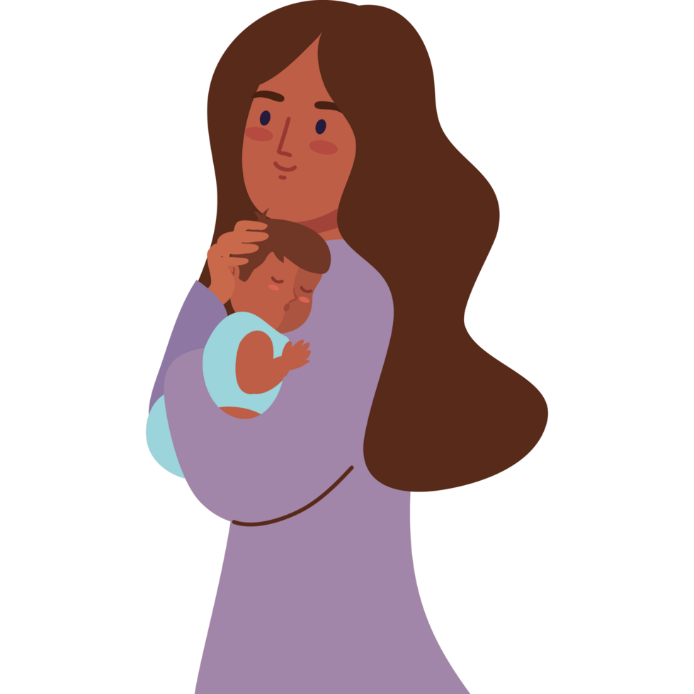 afro mother hugging baby png