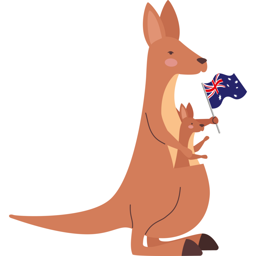 kangaroo with australian flag png