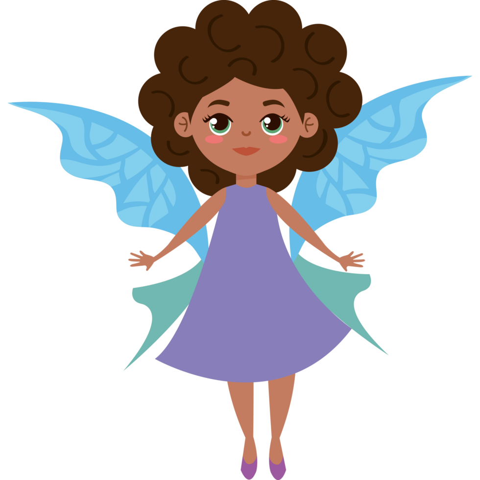 cute afro fairy flying png