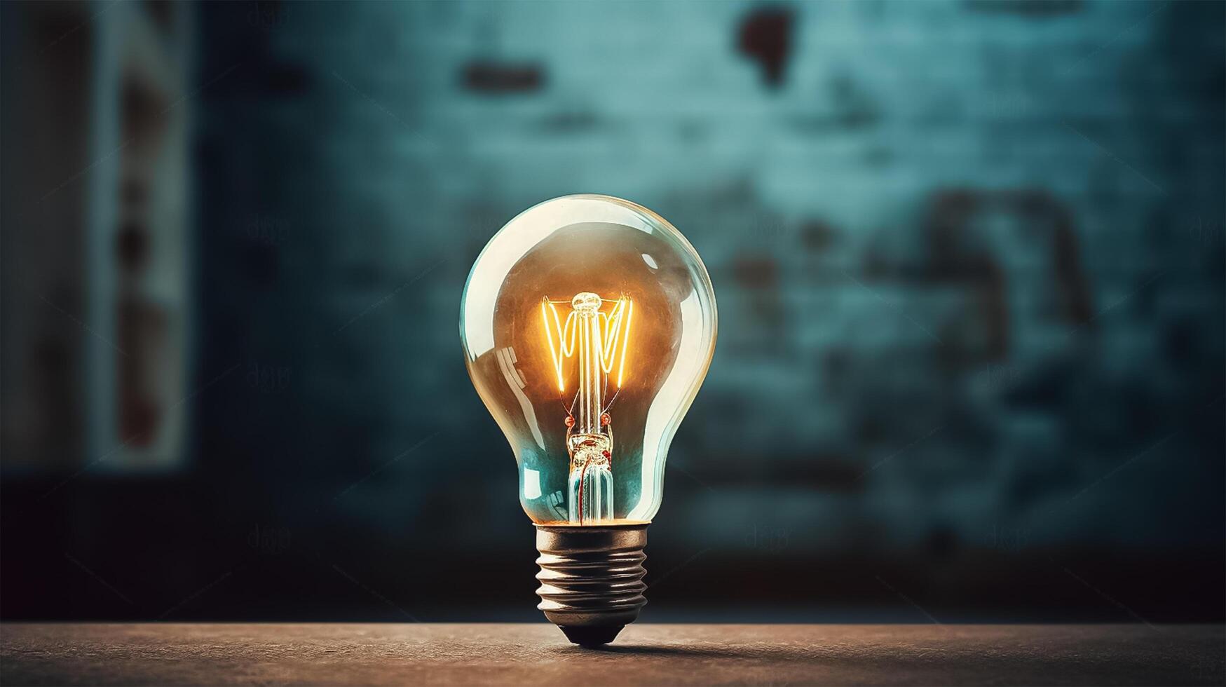 light bulb on wooden table. International Day of Light. photo