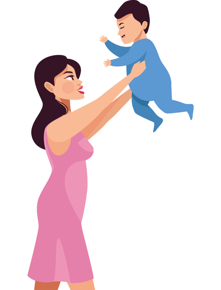 woman lifting newborn baby png