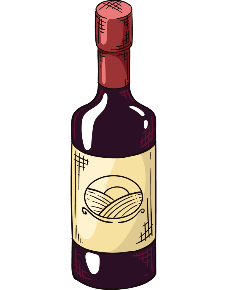 Weingetränk in schwarzer Flasche png