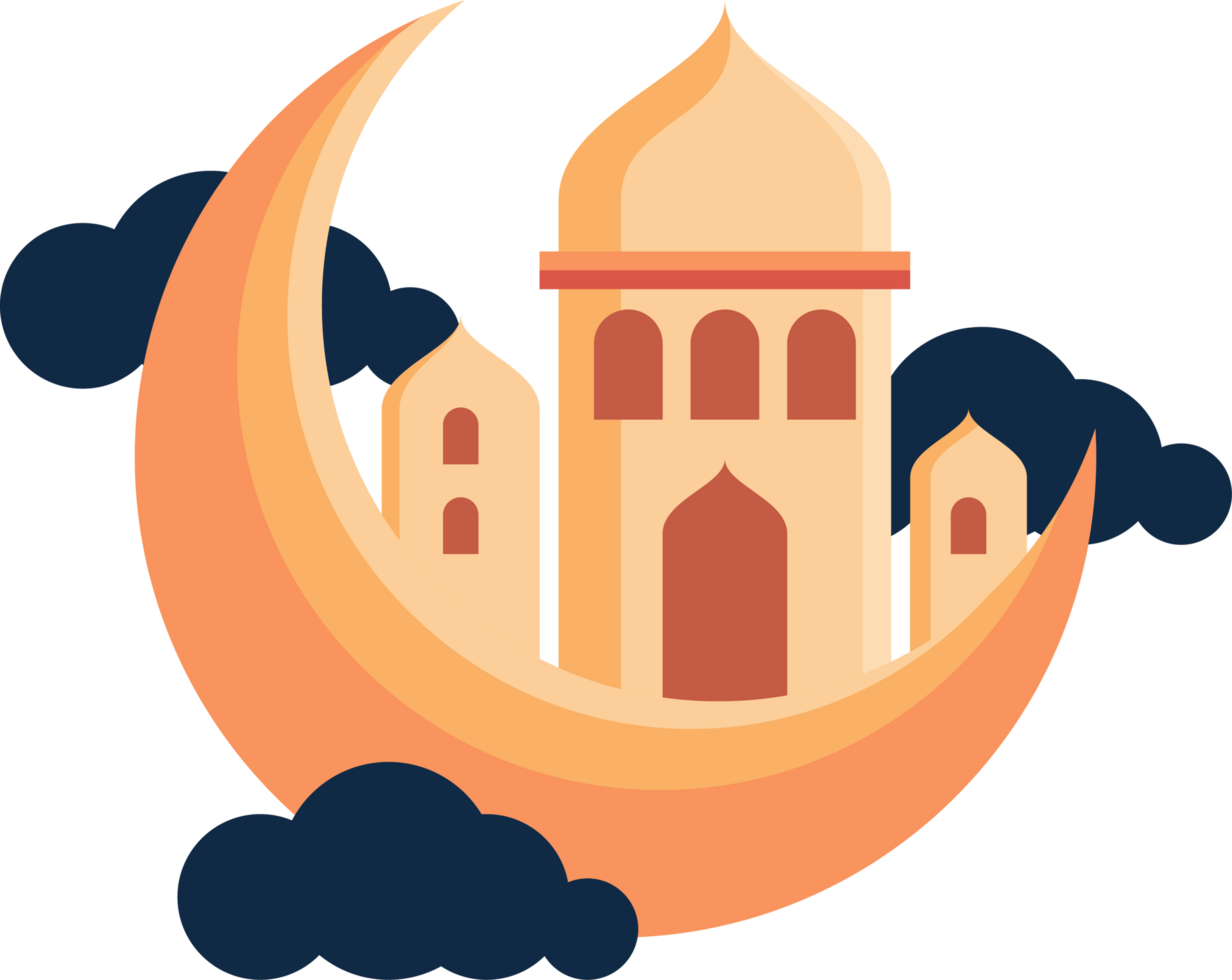 musulmán mezquita torre en creciente Luna png