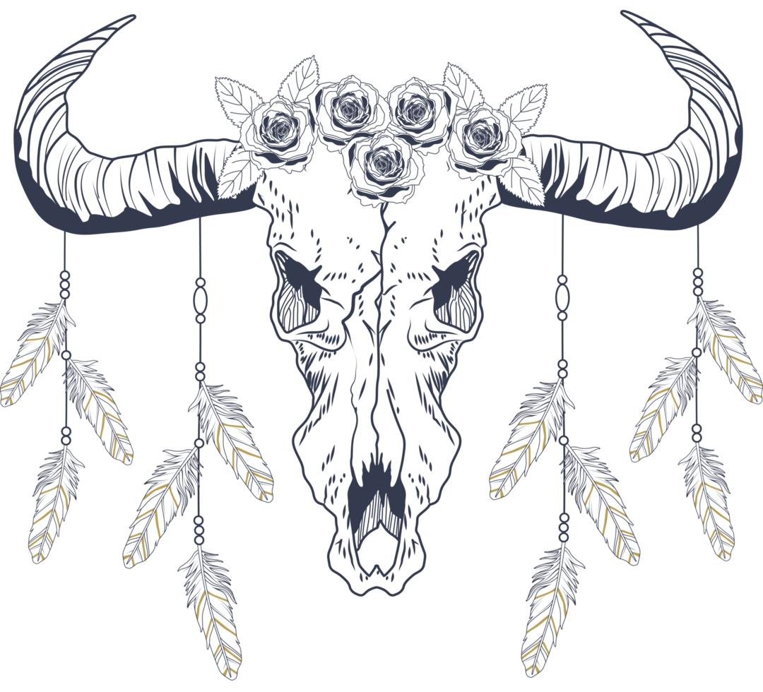 bull and feathers boho png